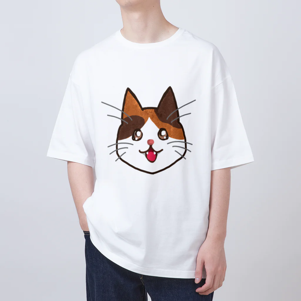 コナカマ通販SUZURI支店の三毛猫ちゃん オーバーサイズTシャツ