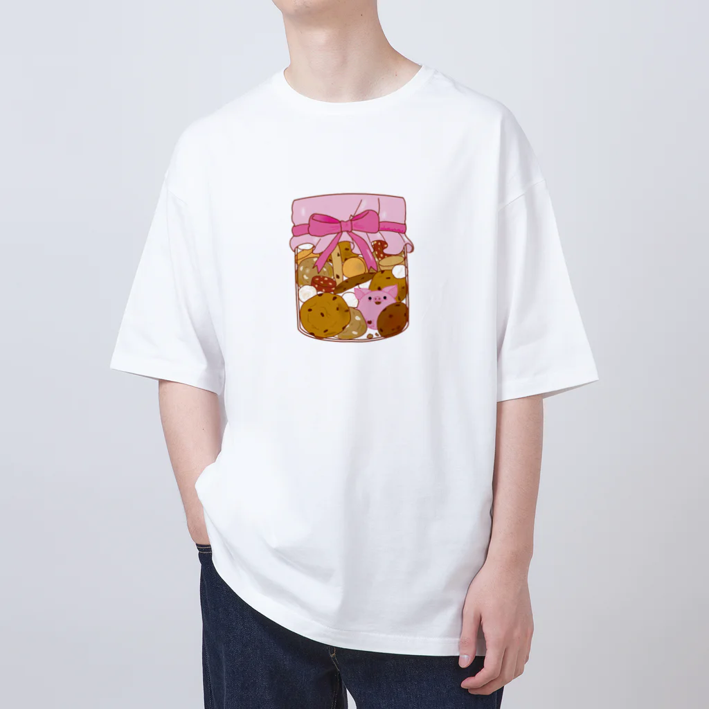 Draw freelyの瓶入りクッキーとぶたくん Oversized T-Shirt