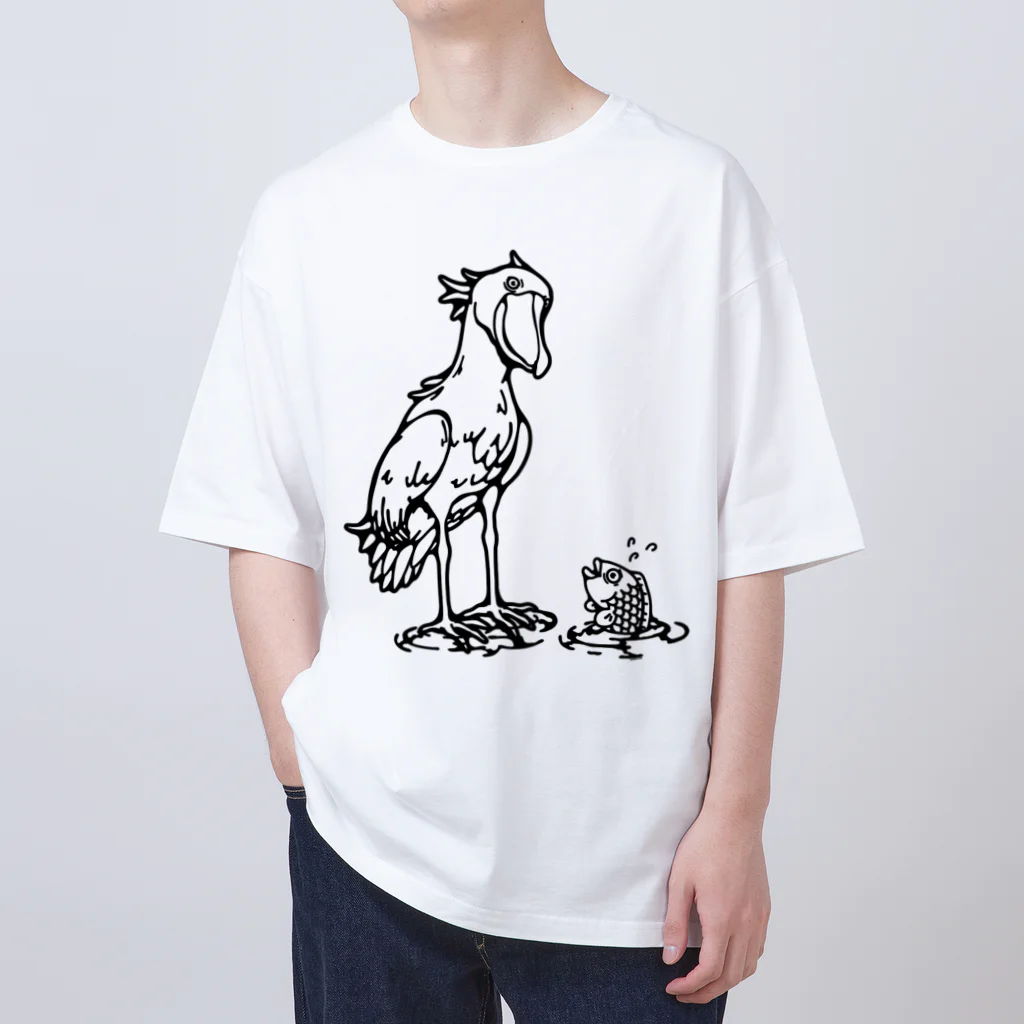 Cɐkeccooのハシビロコウとサカナ オーバーサイズTシャツ