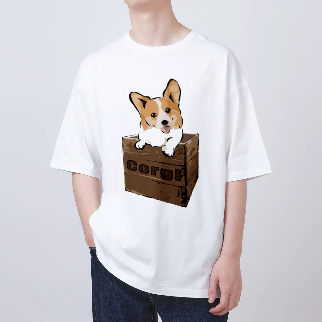 犬グッズの店しえるぶるーの箱入りコーギー Oversized T-Shirt