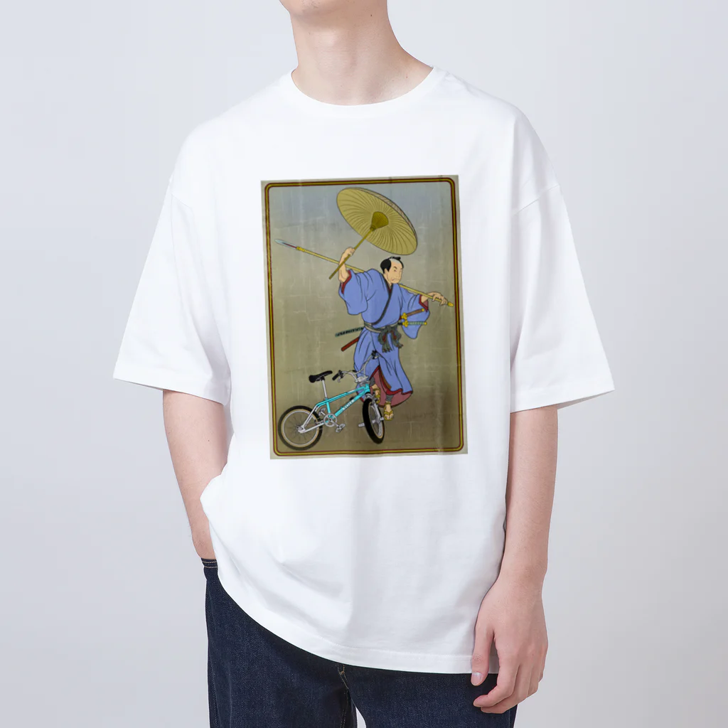 nidan-illustrationの"bmx samurai" #1 オーバーサイズTシャツ