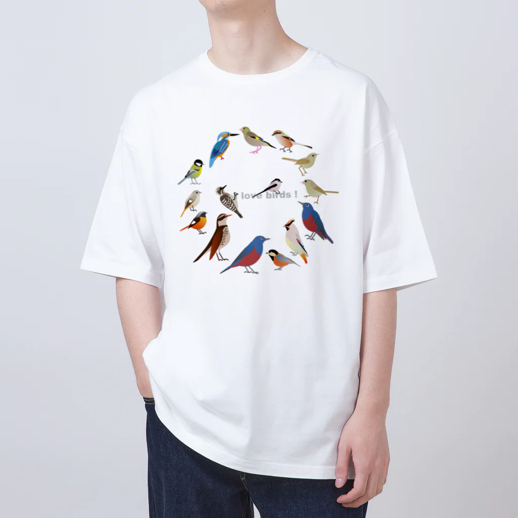 エダマメトイチ雑貨店のI love birds F 特大 Oversized T-Shirt