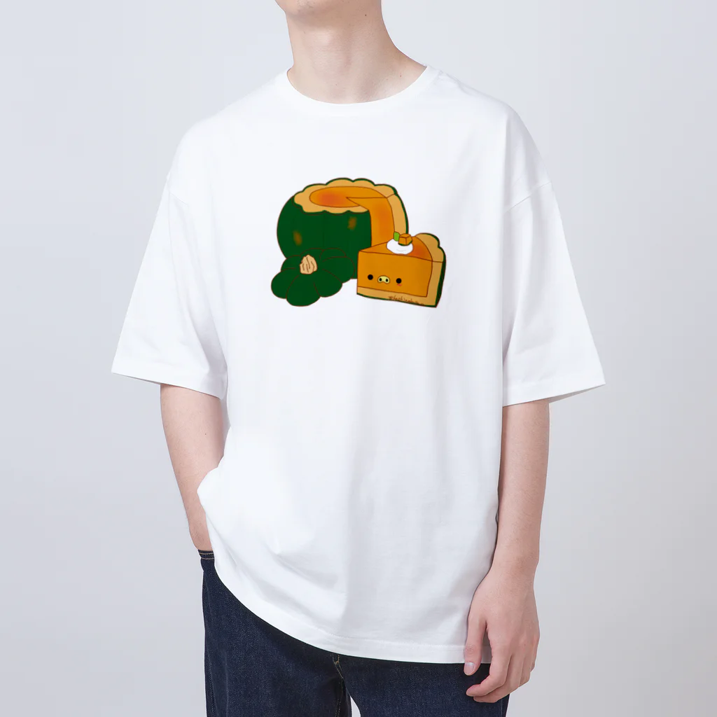 Draw freelyのまるごとかぼちゃプリン オーバーサイズTシャツ