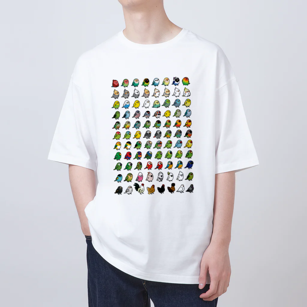 Cody the LovebirdのChubby Bird 鳥さん大集合 オーバーサイズTシャツ