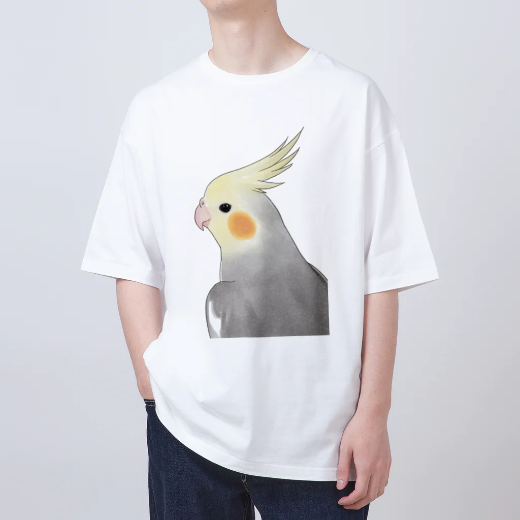 まめるりはことりの見つめるオカメインコちゃん【まめるりはことり】 オーバーサイズTシャツ