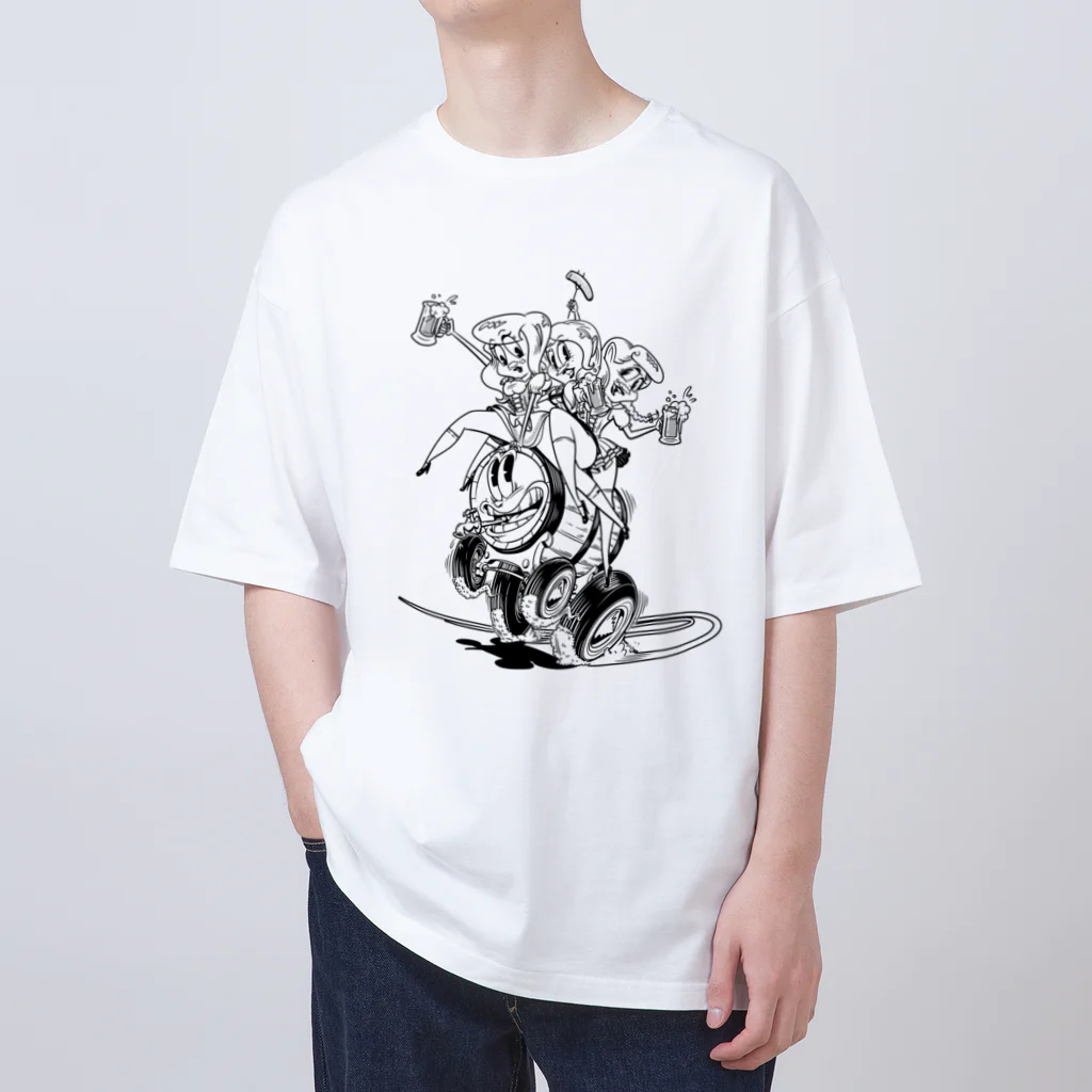 nidan-illustrationの"WHITE MUSTACHE CLUB"(タイトルなし) オーバーサイズTシャツ