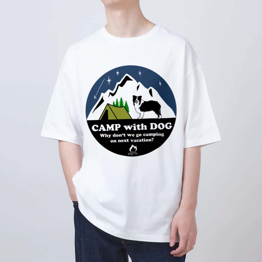 Kazunari0420のCamp  with Dog (Border collie) Oversized T-Shirt