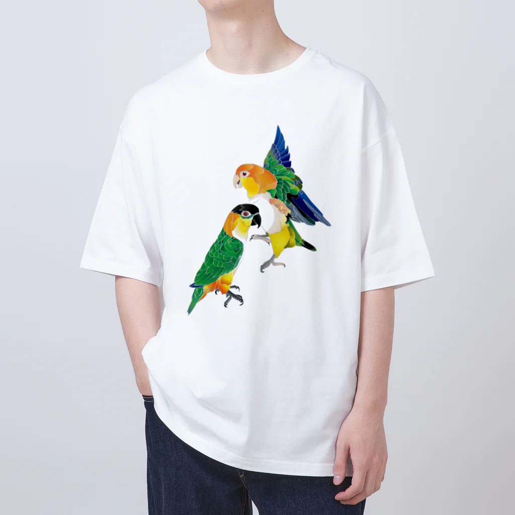 piyopiyobrandのシロハラインコたち オーバーサイズTシャツ