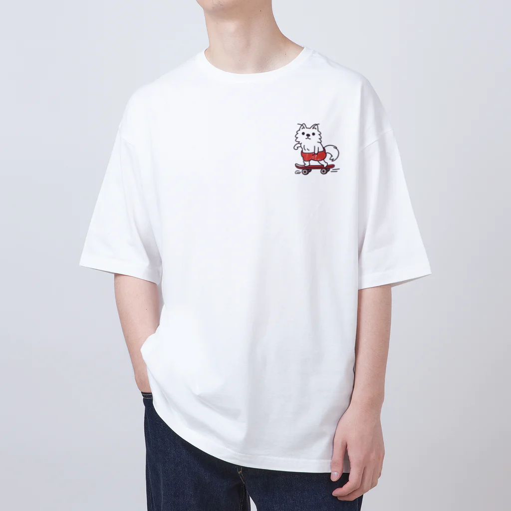 イラスト MONYAAT のワンポイント 赤ぱんポメラのスケボー Oversized T-Shirt