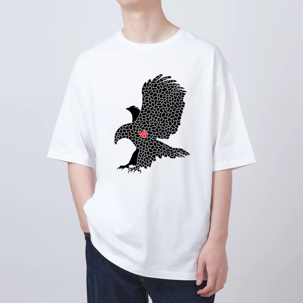 生物＝ケモノのヲ店の『tiles』eagle Oversized T-Shirt