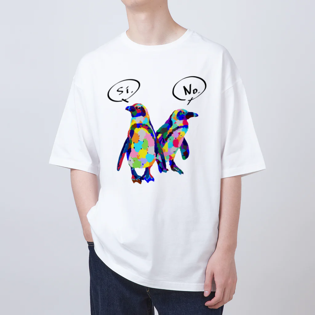 meiroのカラフルなペンギン_黒文字ver Oversized T-Shirt