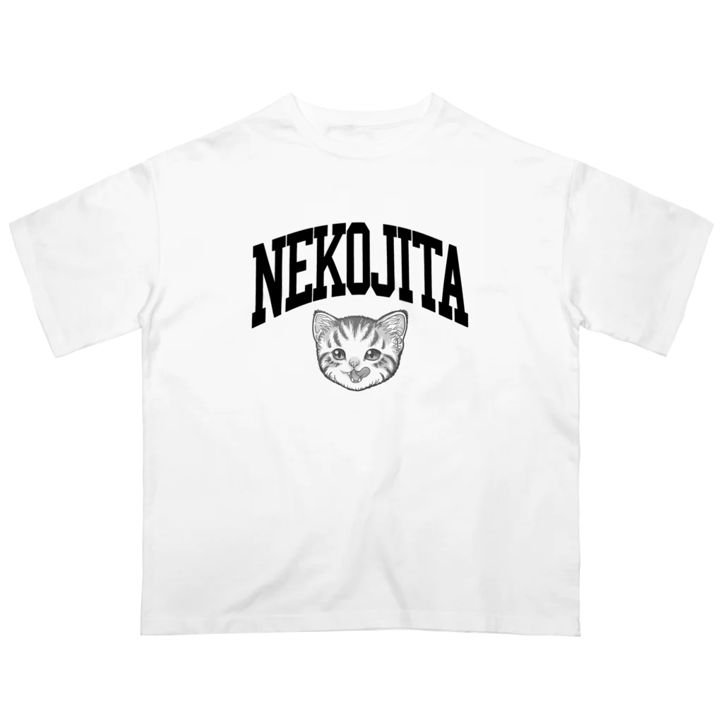 nya-mew（ニャーミュー）の猫舌カミングアウト_グレー オーバーサイズTシャツ