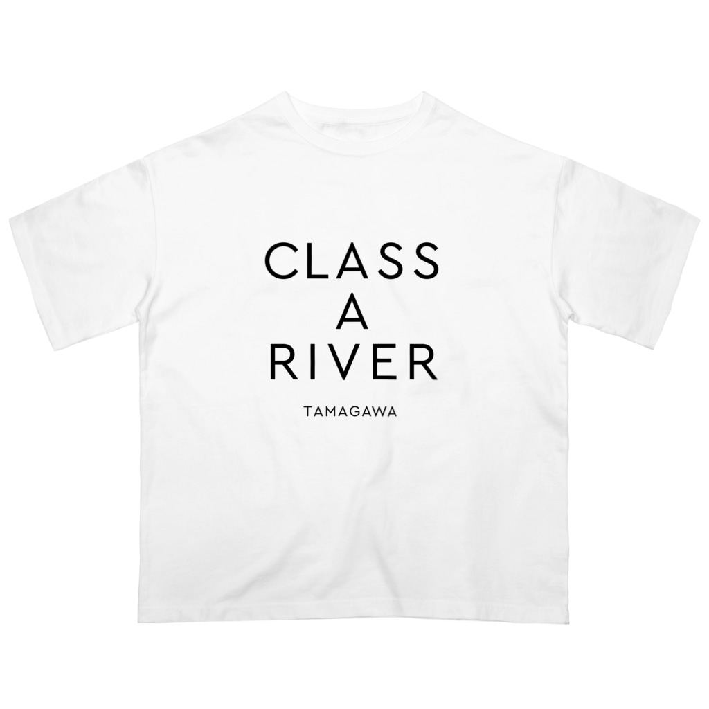 多摩川グッズストア SUZURI店のCLASS A RIVER［TAMAGAWA］ブラック Oversized T-Shirt