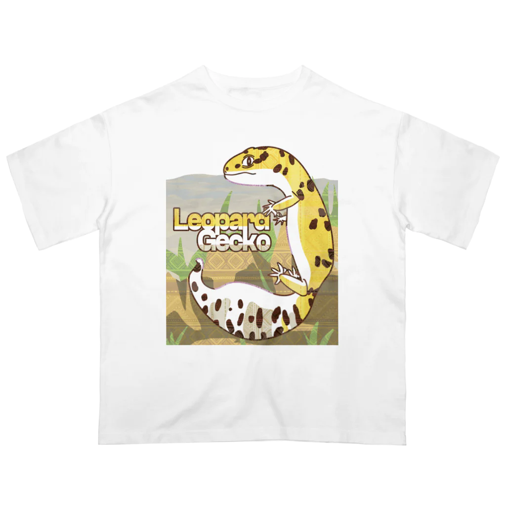 モツニコム@爬虫類グッズのヒョウモントカゲモドキ・ハイイエロー オーバーサイズTシャツ