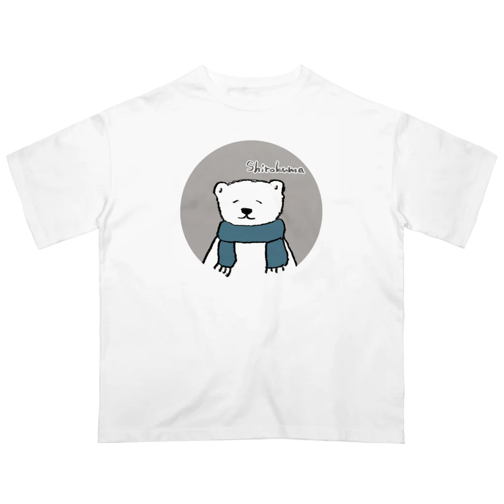 むぎのマフラーをつけたしろくまくん オーバーサイズTシャツ