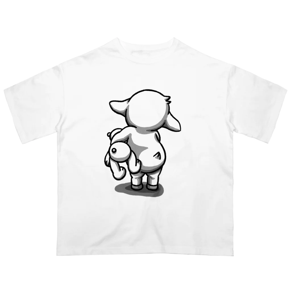 mei-channel SUZURI店のメイとトト　（モノクロ） オーバーサイズTシャツ