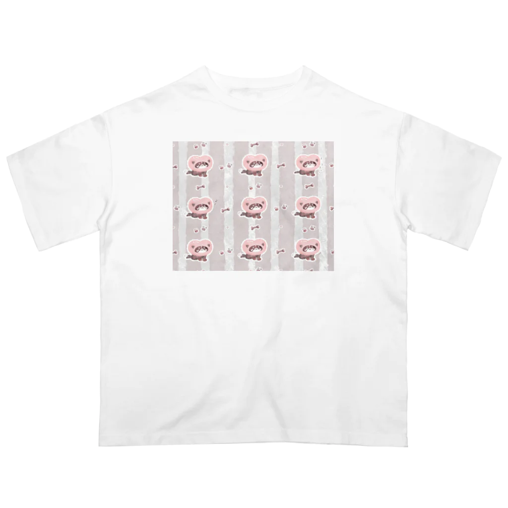 ぽん(おいぬ)🐶のいっぱい陸くんグレーストライプ Oversized T-Shirt