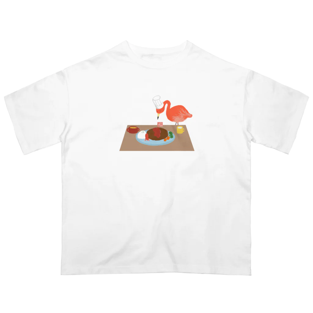 とりやまいろいろグッズのbistro Flamingoのハンバーグスペシャル オーバーサイズTシャツ