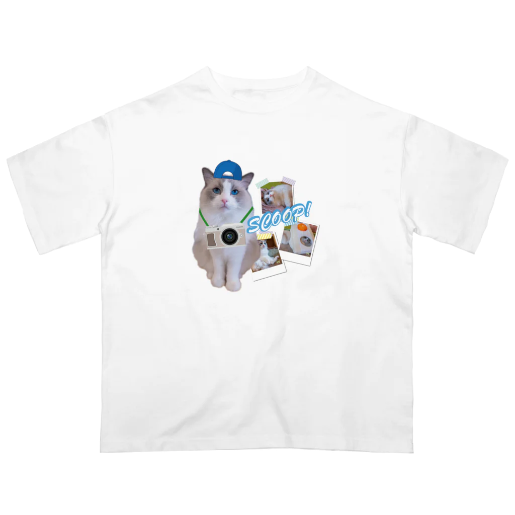 猫カフェにあにゃあグッズショップのパパラッチしらたきくんの大スクープ！！！ オーバーサイズTシャツ