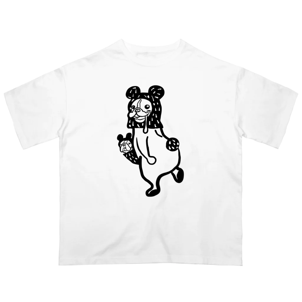 URSO DE BEBEのくまの皮かぶったボストンテリア Oversized T-Shirt