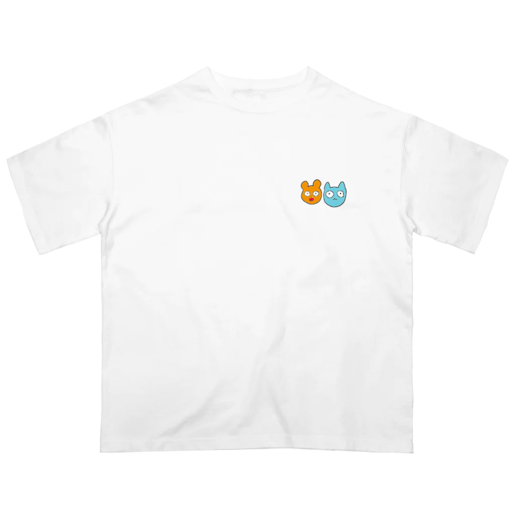 くろいわのかわいい動物二匹 オーバーサイズTシャツ