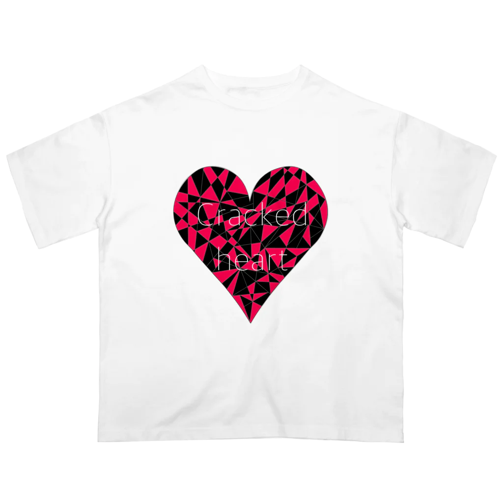 夢見ゆらの架空屋さんのCracked heart/PINK Oversized T-Shirt