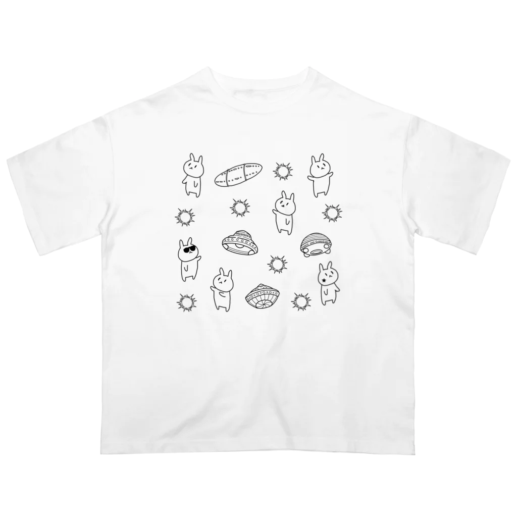 福モウフのウサギとウチュウ オーバーサイズTシャツ