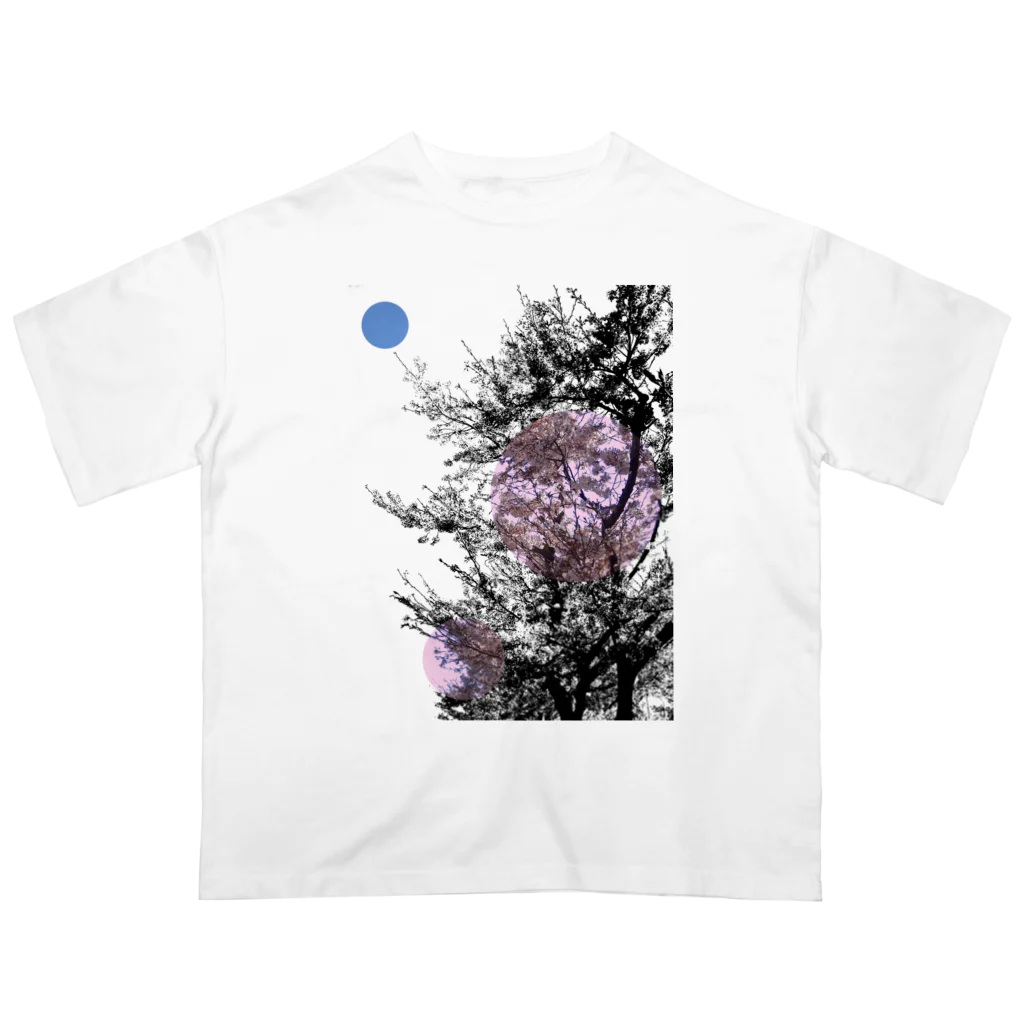 shi-chi Labo graph(詩一）の蒼点と桜 オーバーサイズTシャツ