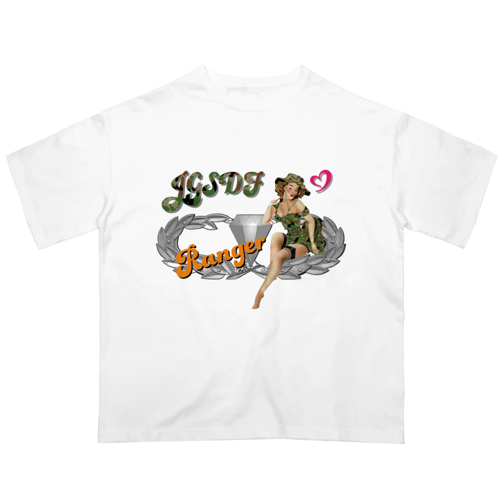 Y.T.S.D.F.Design　自衛隊関連デザインのレンジャー徽章　ノーズアート風 Oversized T-Shirt