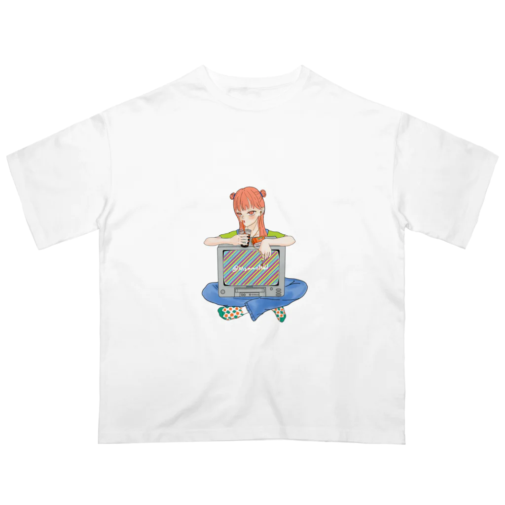 趣味の部屋のレトロテレビっ子ちゃん オーバーサイズTシャツ