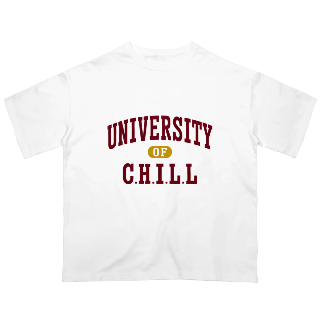 グラフィンのチル大学 エンジ文字 Oversized T-Shirt