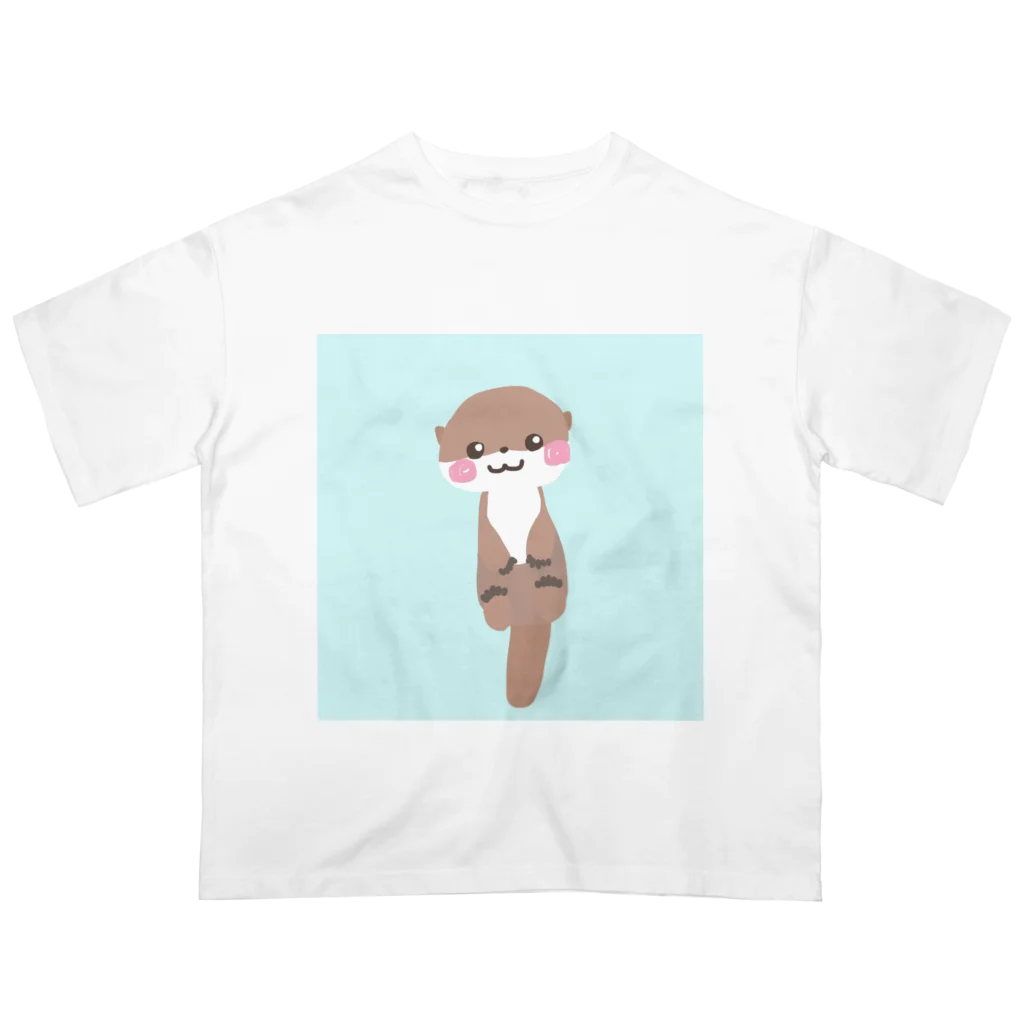 羊毛フェルトのMOFFU.（もっふ）のカワウソちゃん Oversized T-Shirt