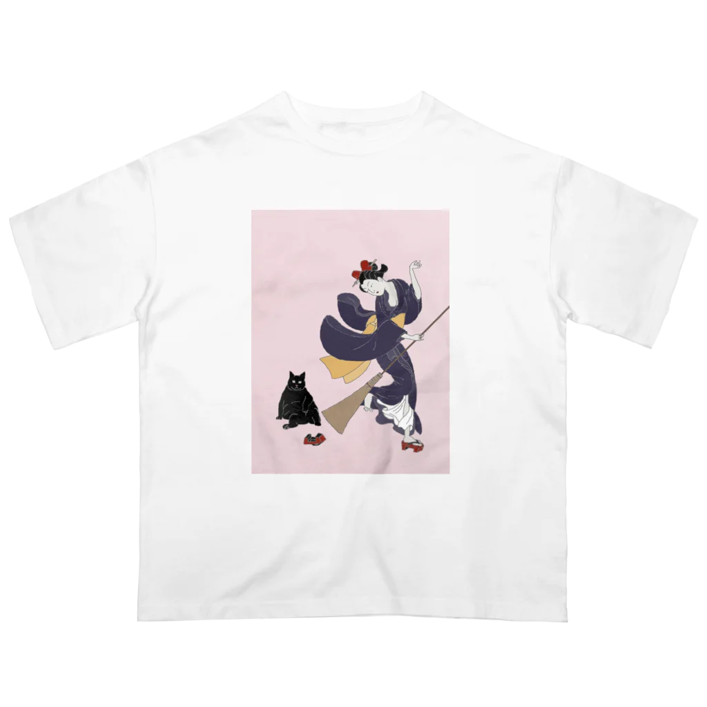 keeeeeep smilingの働く気のない猫ジジ　Jiji’s delivery service Oversized T-Shirt