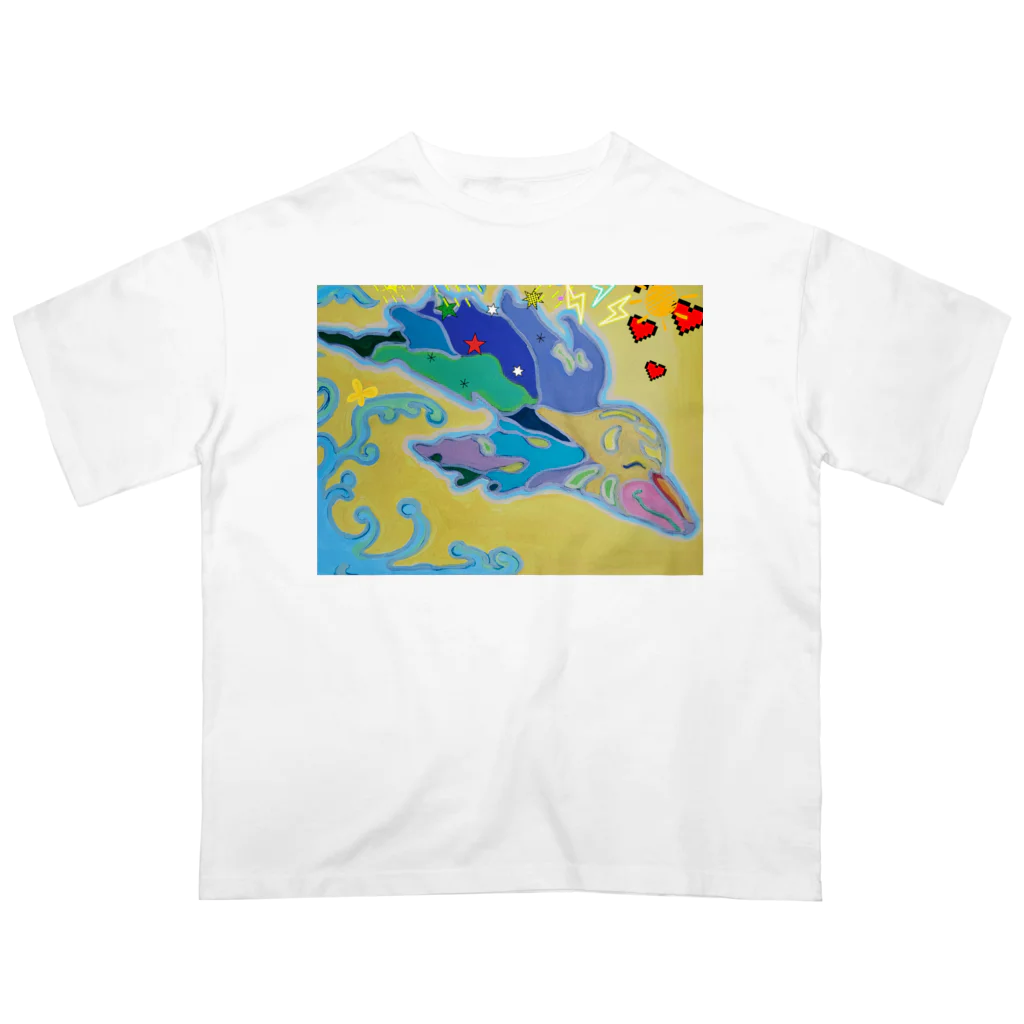 アート工房　甘月蝕(kanngesshoku)『TAaKA』のストアのMary's  tweets『ワーイ、海水浴って最高!!』 オーバーサイズTシャツ