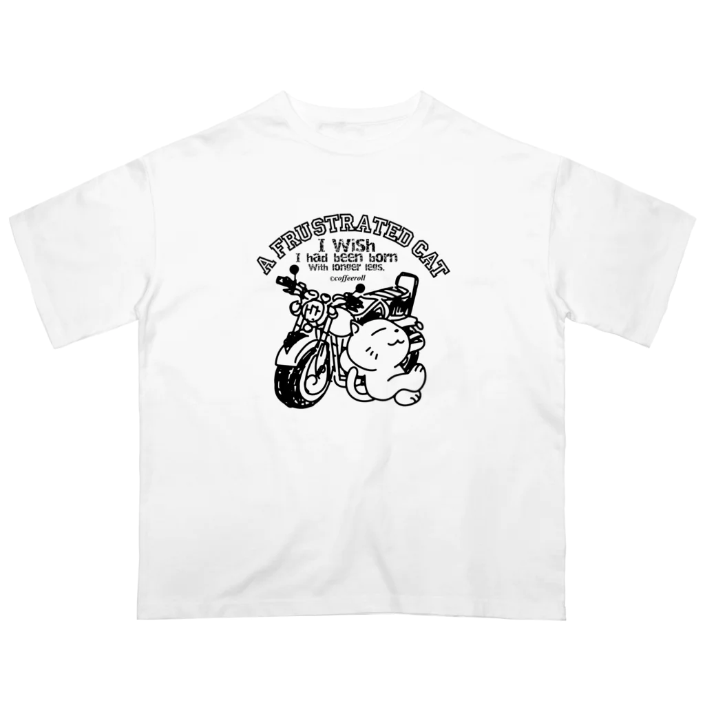 コーヒーロールのA FRUSTRATED CAT-01/バイクに乗りたかった猫 Oversized T-Shirt