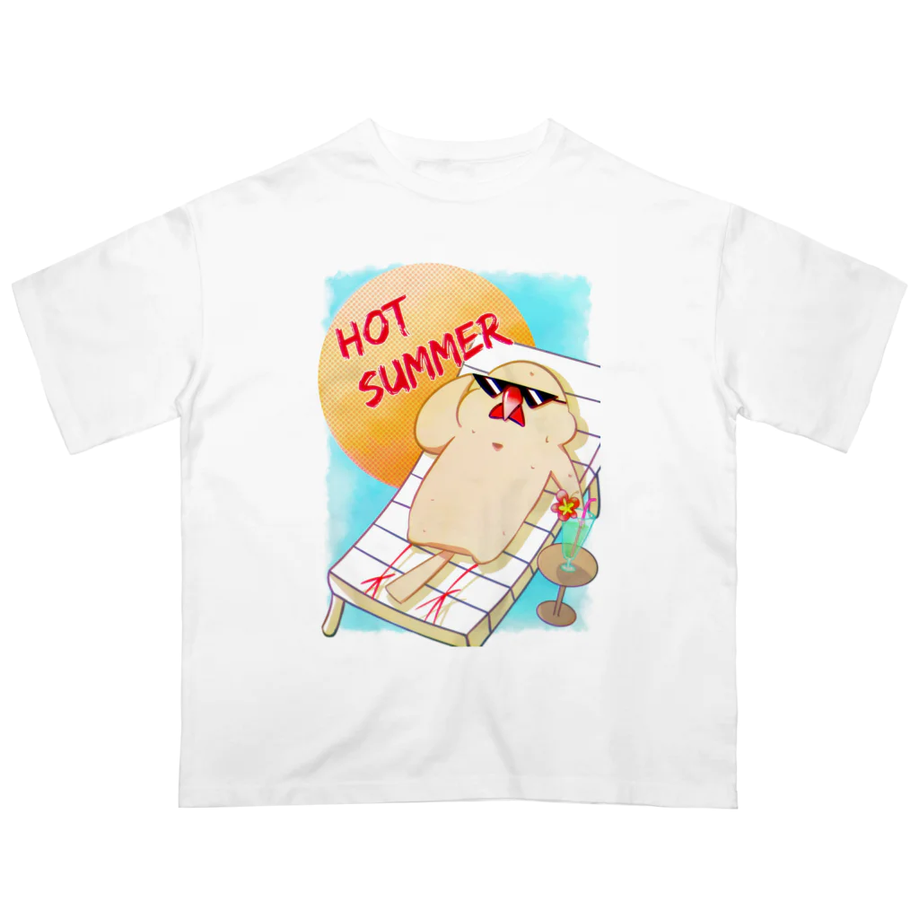 あかの文鳥Tシャツ（HOT SUMMER） オーバーサイズTシャツ