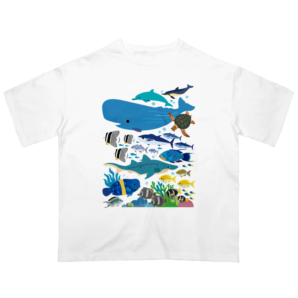 みなとまち層の小笠原の海洋生物(背景なし) オーバーサイズTシャツ