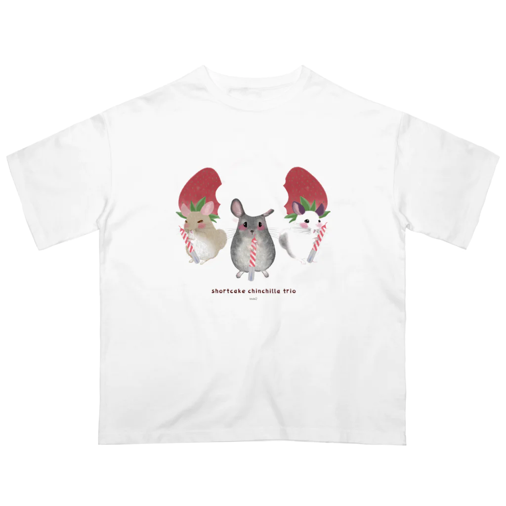 teruteQ chinchilla illustrator suzuri店のshortcake chinchilla trio オーバーサイズTシャツ