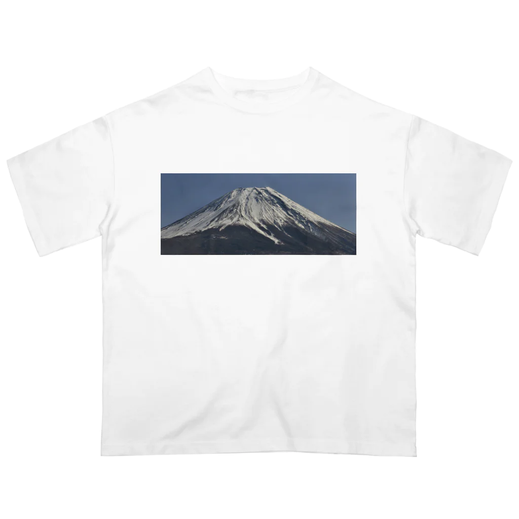 下田村の冠雪した富士山 オーバーサイズTシャツ