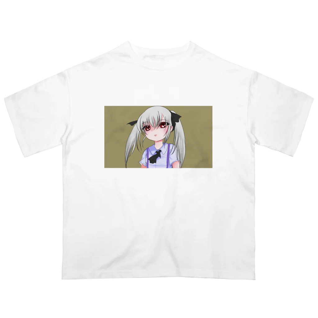 お魅せやさんの虚無顔ツインテールちゃん オーバーサイズTシャツ