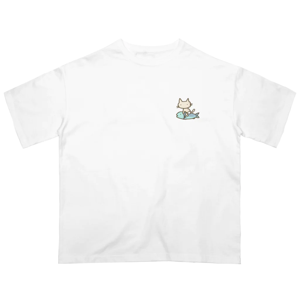 さくらもち市長のSUZURI商店の【ワンポイント】パンツねこ移動中 Oversized T-Shirt