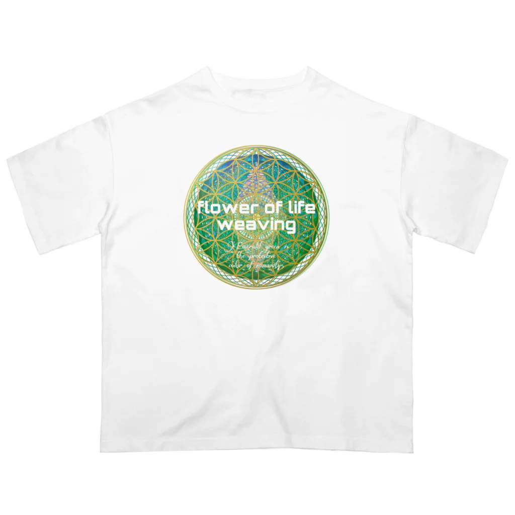 💖宇宙整体♪🌈♪こころからだチャンネル♪💖のFlower of  Life waving  🌈LOGO version オーバーサイズTシャツ