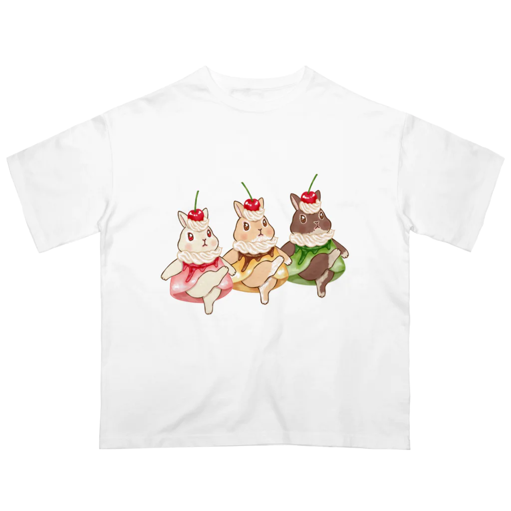 mikiko and chacoのプリンうさぎちゃん オーバーサイズTシャツ