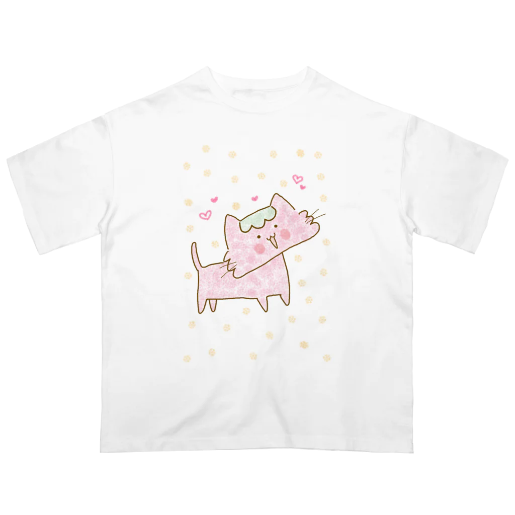   tippokekoubouのさくら餅ねこ オーバーサイズTシャツ