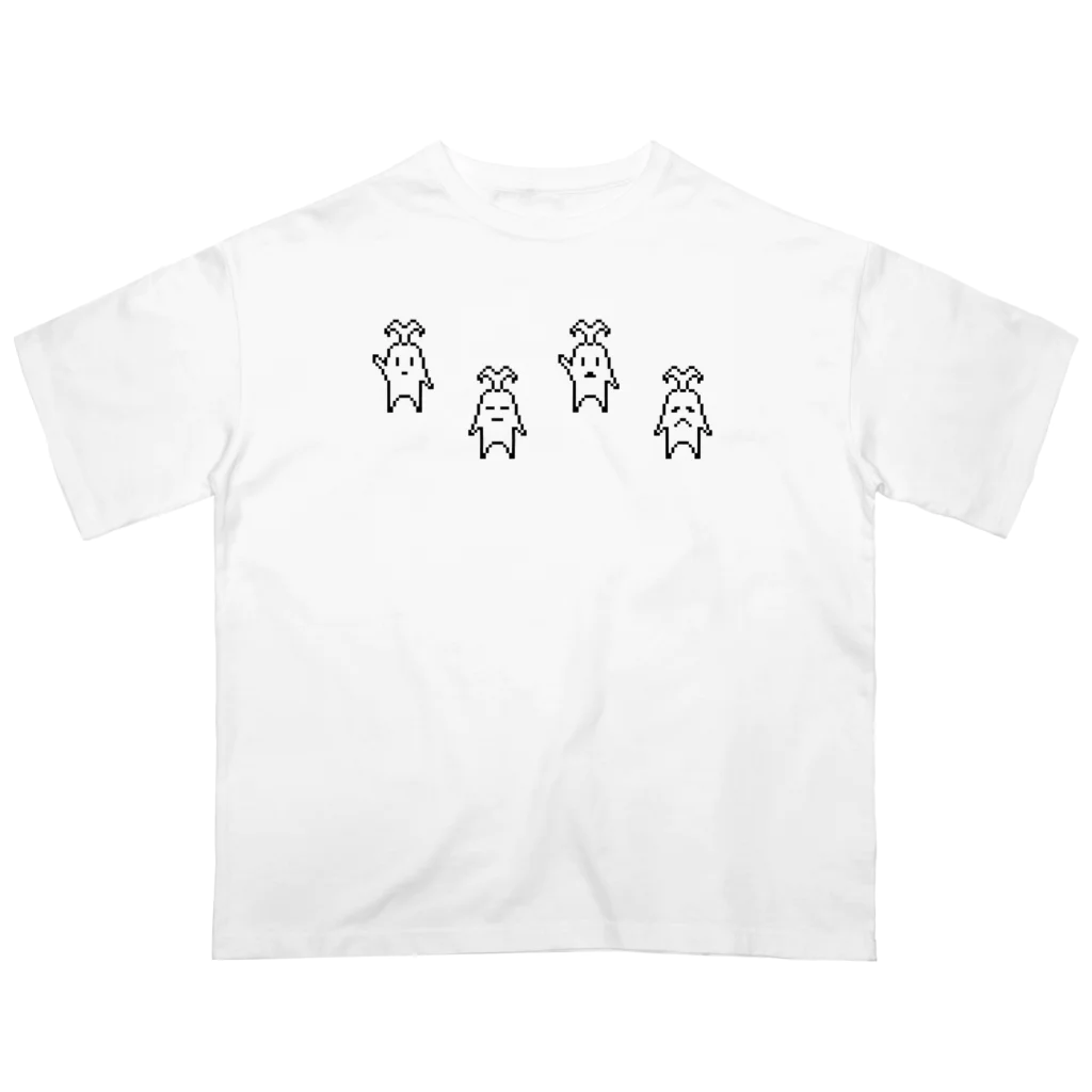 ナチュラルサトシのめへのドット絵マンドラゴラ(黒) オーバーサイズTシャツ