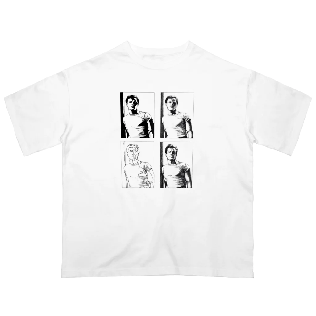 福　来のB/W オーバーサイズTシャツ