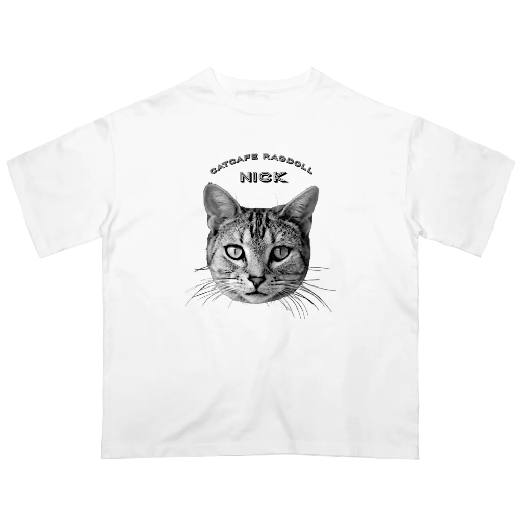 猫カフェラグドール（大阪難波）のニックを応援し隊！モノクロ Oversized T-Shirt