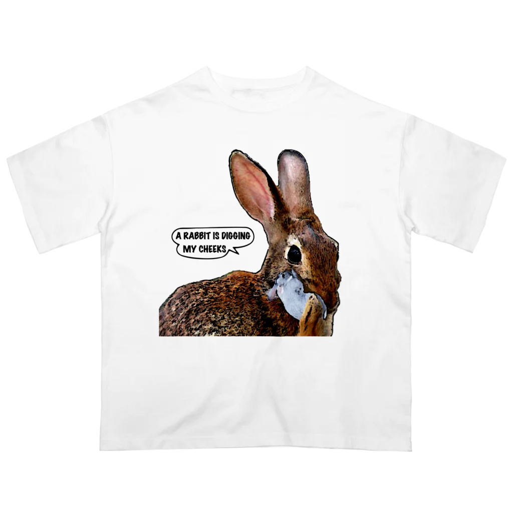 AngelRabbitsの野うさぎのほっぺを掘るうさぎ Oversized T-Shirt