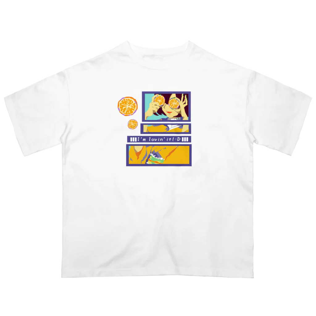 GOODS SHOP【そぞろな小窓】 SUZURI店の【I'm lovin' it! :D -orange-】 オーバーサイズTシャツ