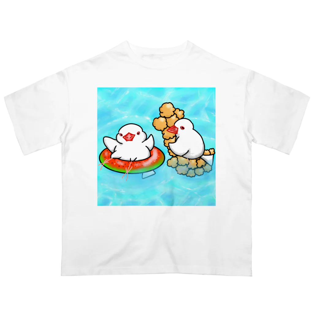 Lily bird（リリーバード）のぷかぷか水遊び文鳥ず オーバーサイズTシャツ